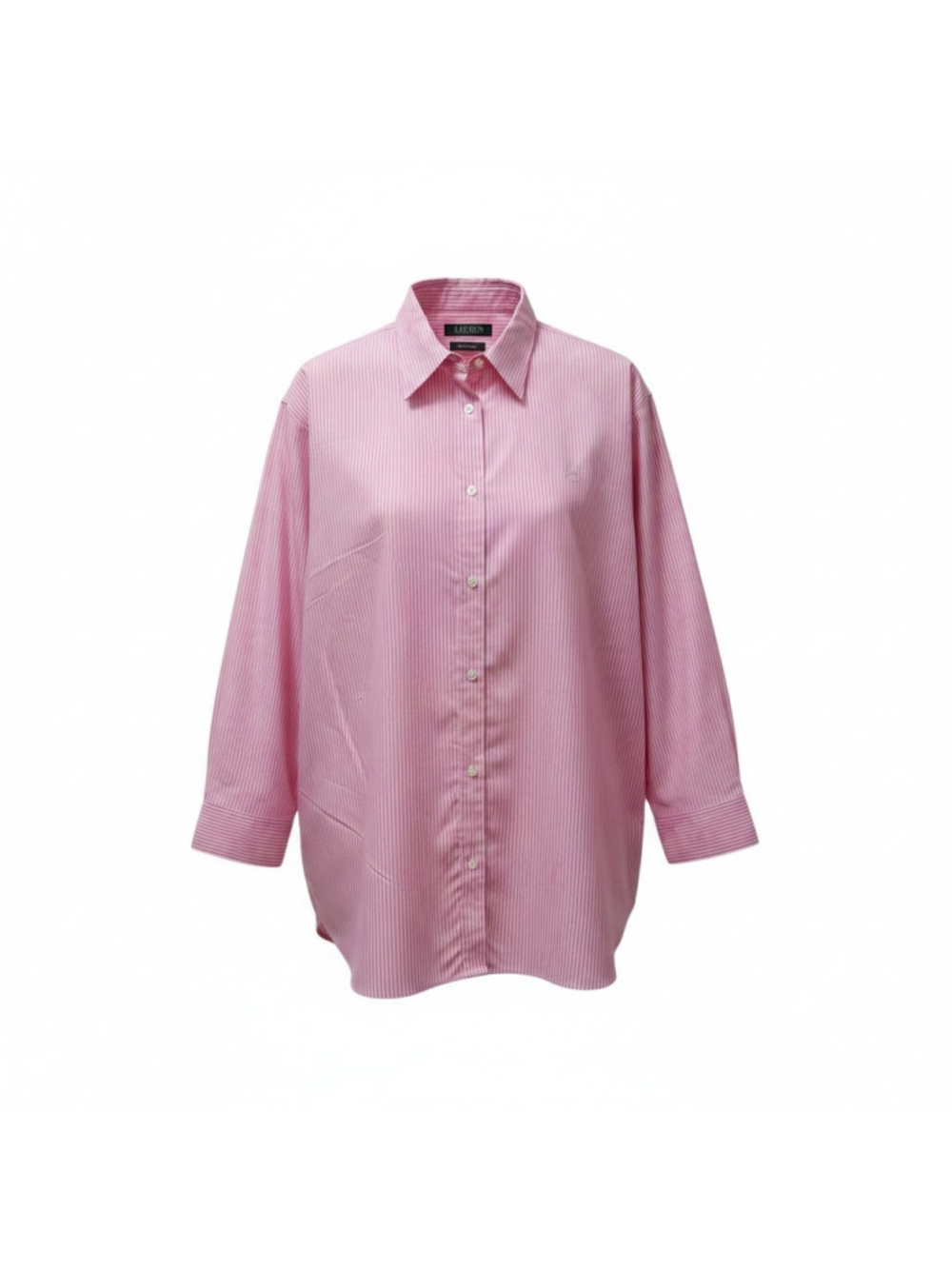 Lauren Ralph Lauren Women's Non-Iron Pink Striped 3/4 Sleeves Button-Up Shirt 3X